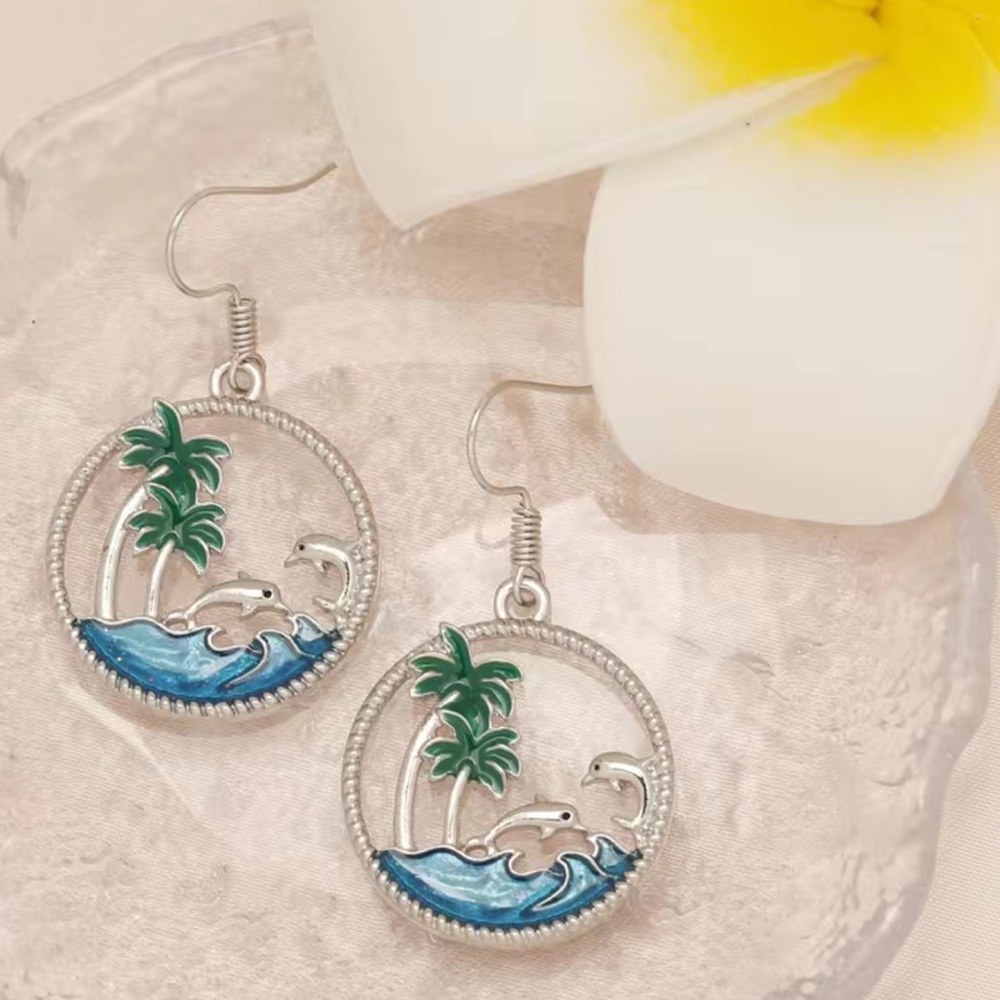 🔴 CLEARANCE NWT 🐬 HYPOALLERGENIC ECO-FRIENDLY ZINC ALLOY DOLPHIN BEACH EARRINGS - Picture 2 of 9
